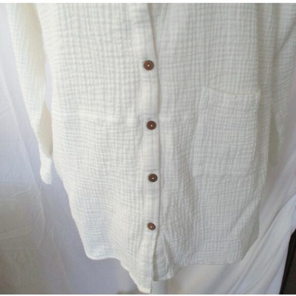Joan Rivers Women's White Gauze Long Sleeve Button Blouse With Tank Top Size L. - Picture 3 of 14